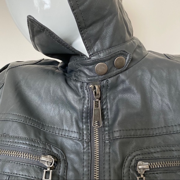 Faux Grey Leather Jacket - Picture 4 of 9